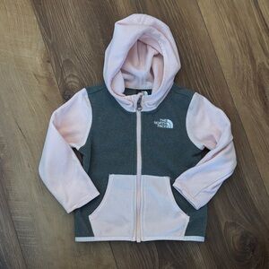 The North Face Infant Fleece Hooded  Zip-up in Pink and Gray size 12-18m